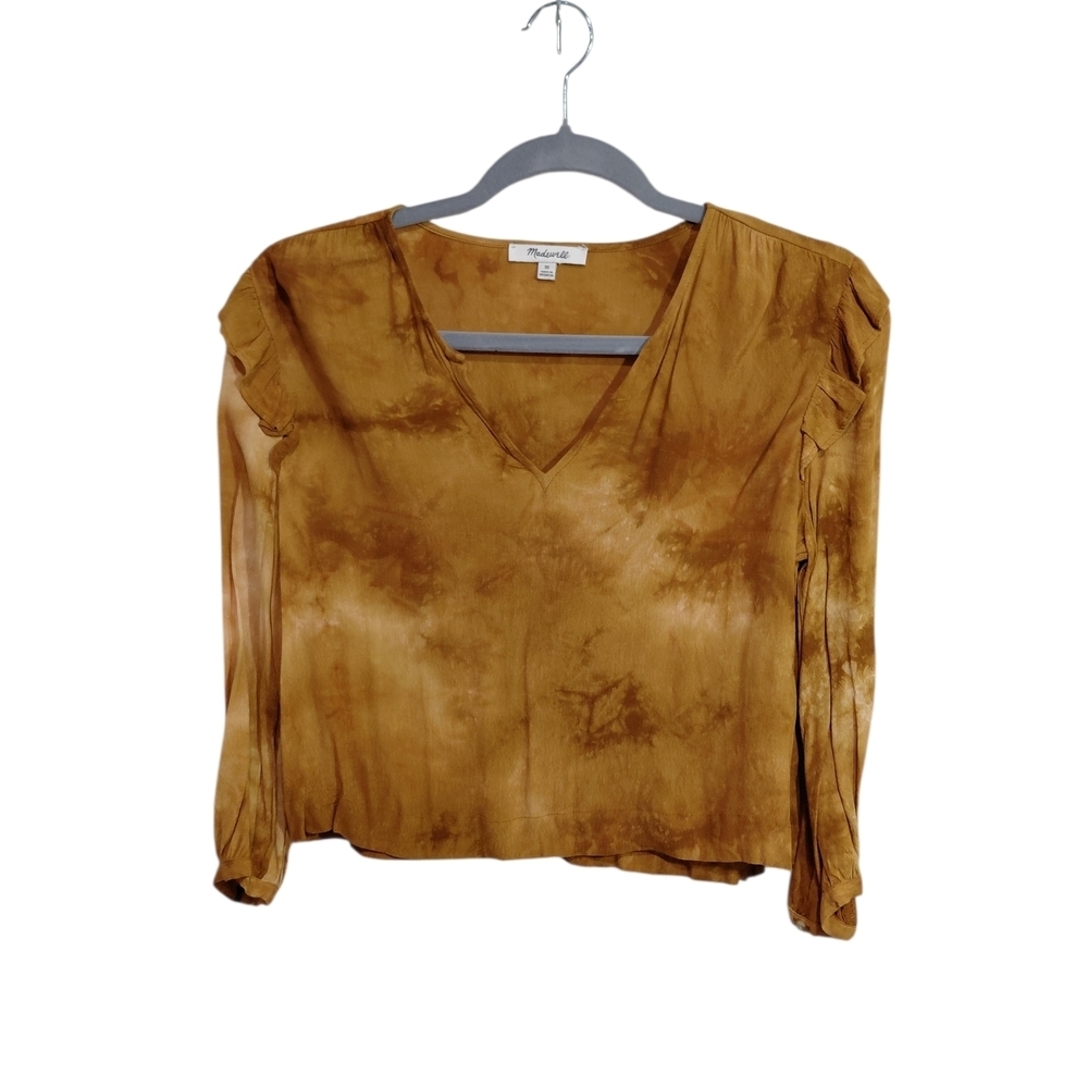 Madewell Amber Tie-Dye V-Neck Ruffle Sleeve Blouse